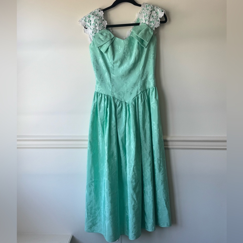 Alfred Angelo Mint Green Dress with White Accents